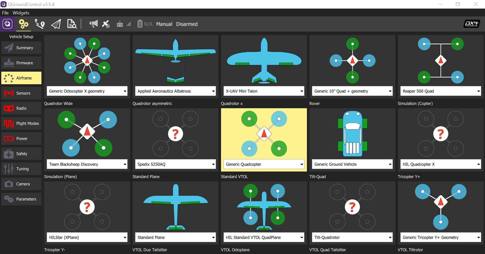 QGCsetup_airframe